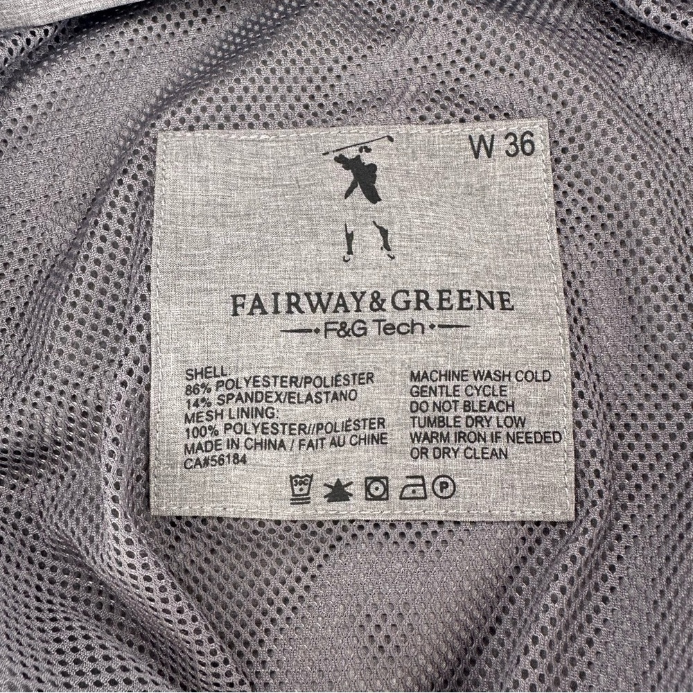 Fairway & Greene Men’s Golf Tech Shorts - Size 36, Fully Lined, Grey - Picture 7 of 7
